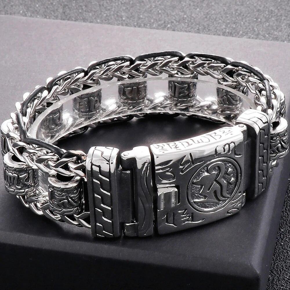 Buy Men's Religious Bracelet 22MM Buddhist Scripture Link Men's