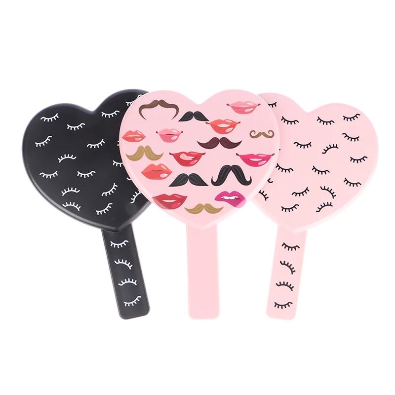 High Definition Handheld Heart-shaped Eyelash Mirror Eyelash Inspection Mirror Makeup Gadgets Vanity Mirror Girl Gifts