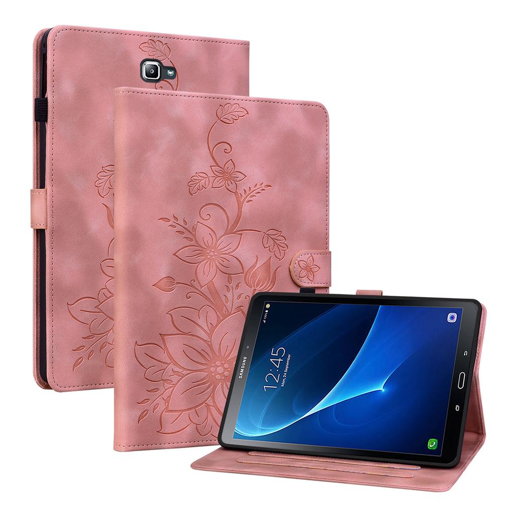 Für Samsung Galaxy Tab A 10.1 (2016) (T580,T585,P580,P585).Tablet-Hülle aus PU-Leder mit exquisitem floralem Prägedesign