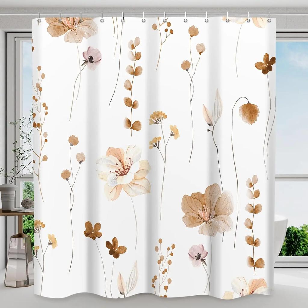 Aquarell Blumiges Duschvorhang Frühling Salbei Blumig Botanisch Vorhang Polyester Stoff Duschvorhang Badezimmer Dekoration Mit Haken