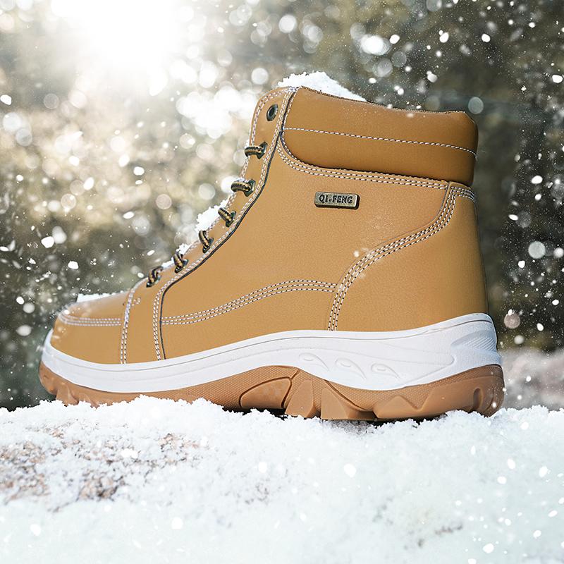 Men's Plus Size Fashionable High Top Outdoor Leisure Hiking Shoes Hiking Shoes with Plush Insulation Cotton Shoes Snow Boots