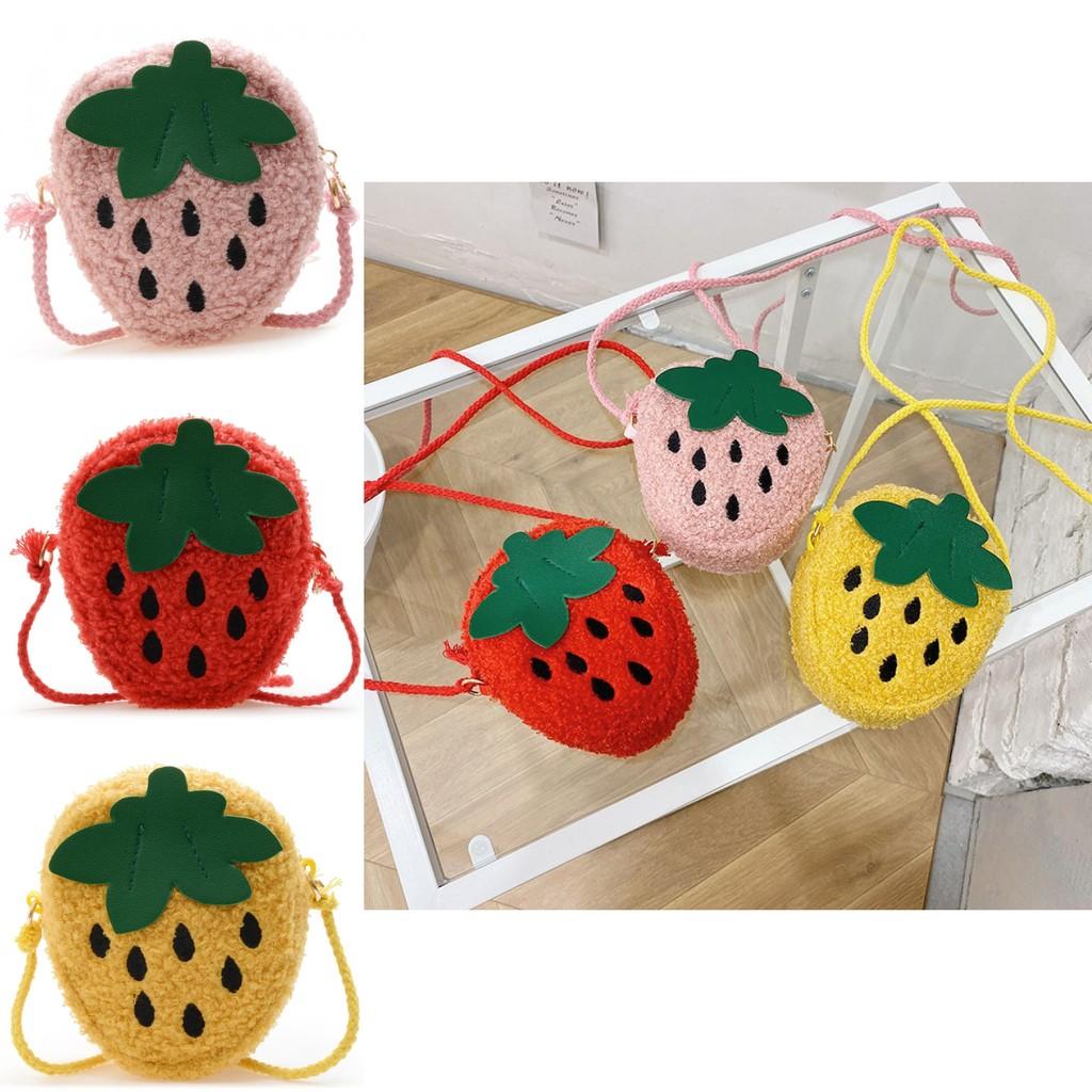 Adorable Mini Plush Strawberry Cartoon Shoulder Bag For Kids Fashionable And Cute