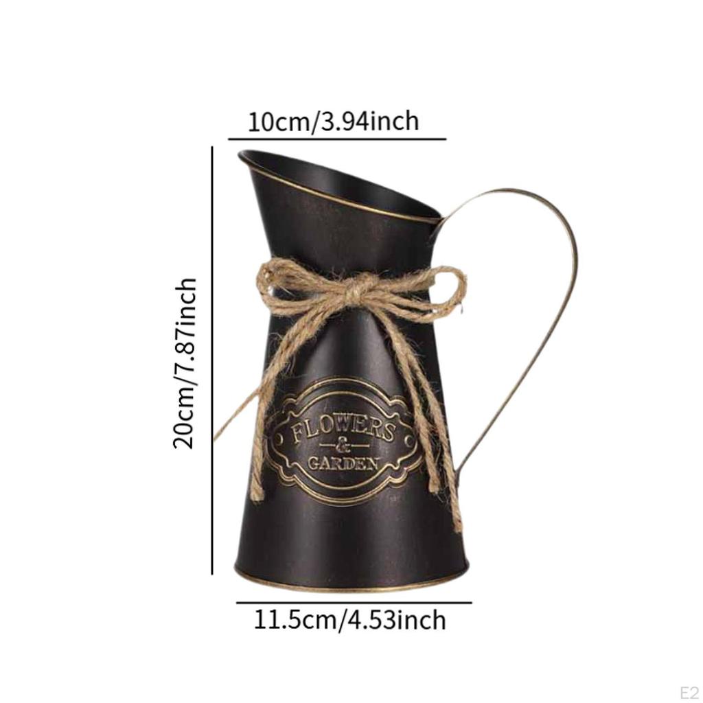 Floral Rustic Decorative Vase, French Bucket, Flower Holder, Farmhouse Vase for Artificial Flowers