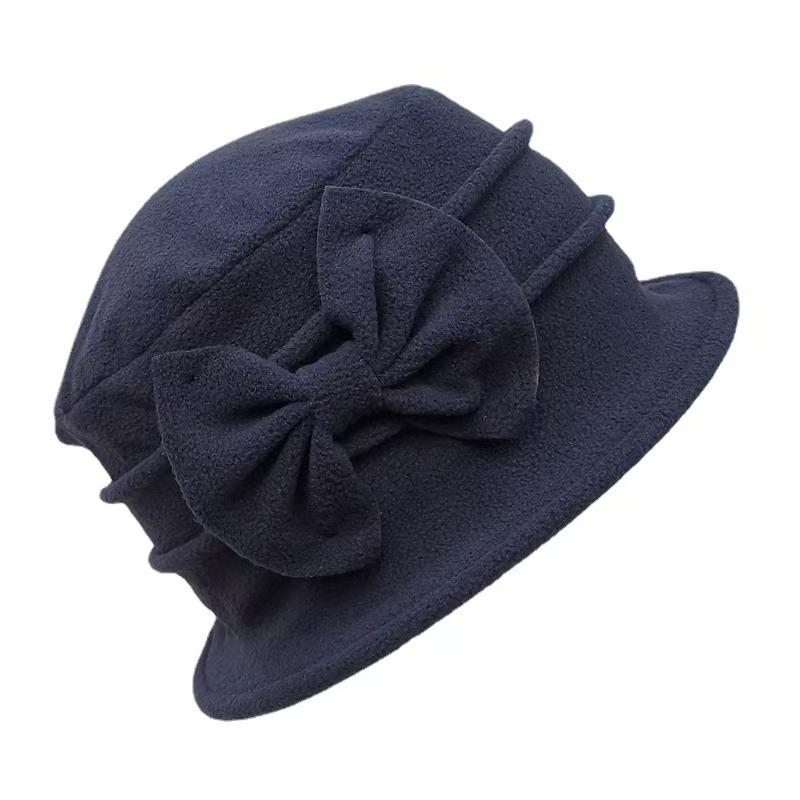 Womens Bell Beret Hat French elegant Vintage Floral Fleece Cloche Hat Classic Winter 1920s Bucket Hat