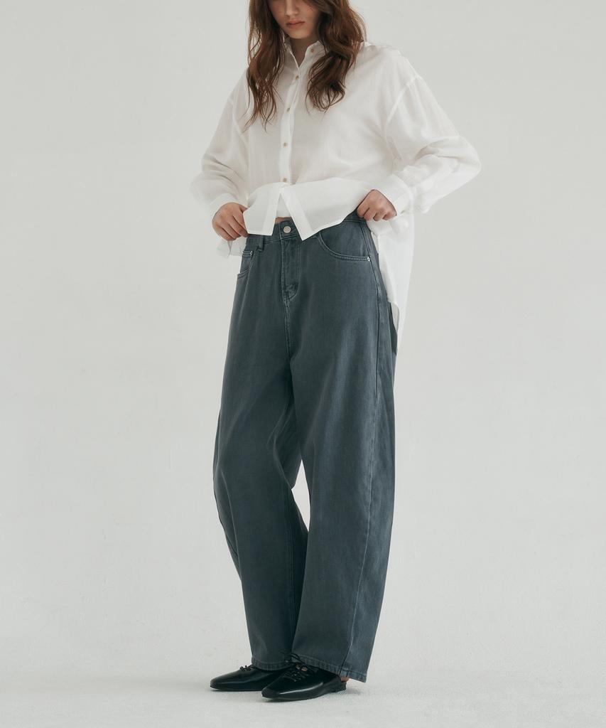 LOSSYROW Curved Wide Denim Pants Blue Charcoal