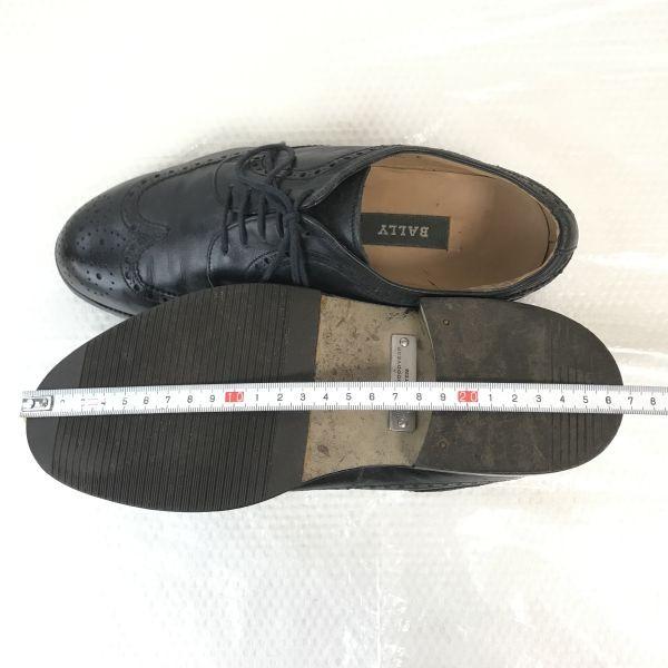 Made In France BALLY Leather Goodyear Welt Wingtip Shoes Size 5 24.0cm Black Business Dress Shoes(USED)