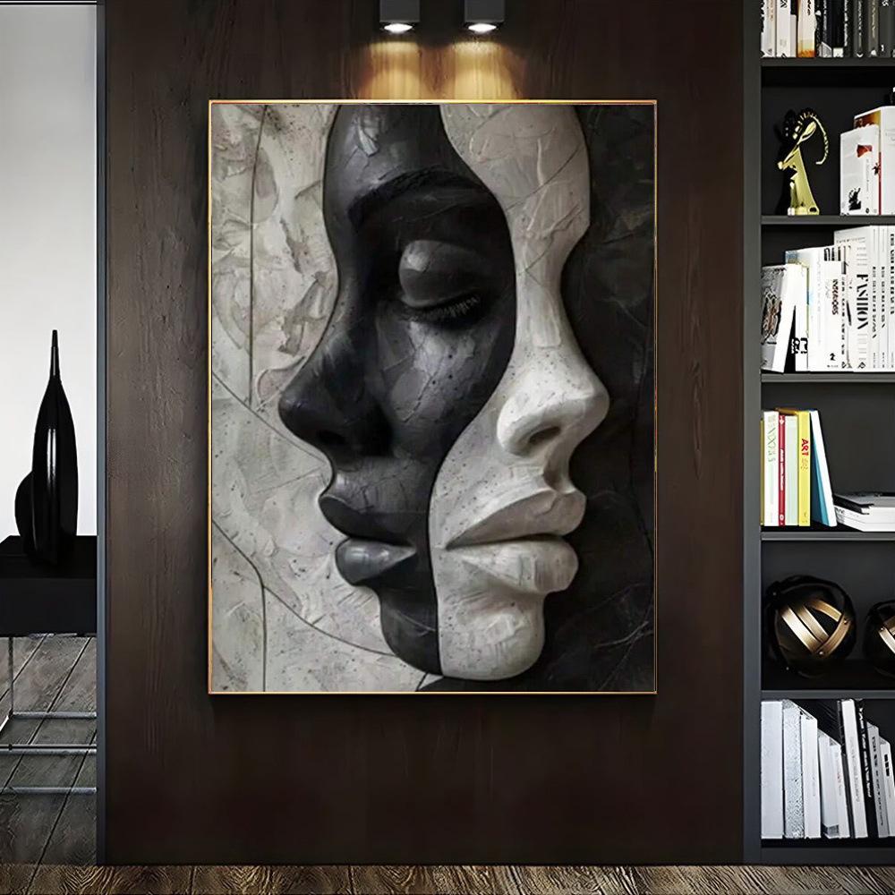 

Chic Black & White Abstract Woman Art Print for Living Room, Bedroom, Cafe, or Kitchen 11.8x15.7in/30x40cm