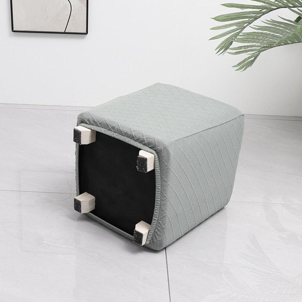 Solid Color Square Stool Cover T-Shape Footstool Case New Footrest Slipcover  Living Room