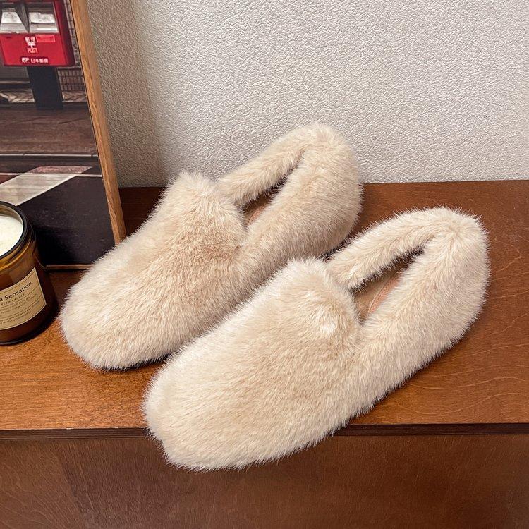 

Mao Mao shoes women wear autumn and winter new versatile Internet celebrities piled thickened thick sole warm one pedal Doudou cotton shoes 40 абрикосовий