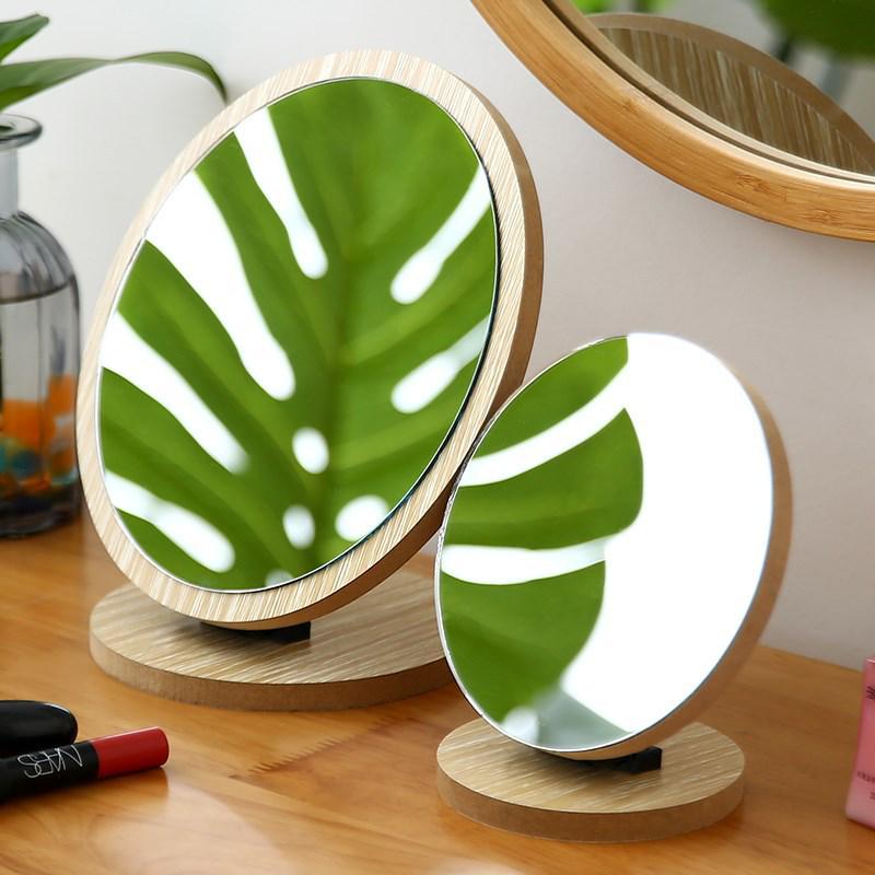 Portable Wooden Folding Makeup Mirror - Small, Standing Vanity Mirror for Dorms and Homes