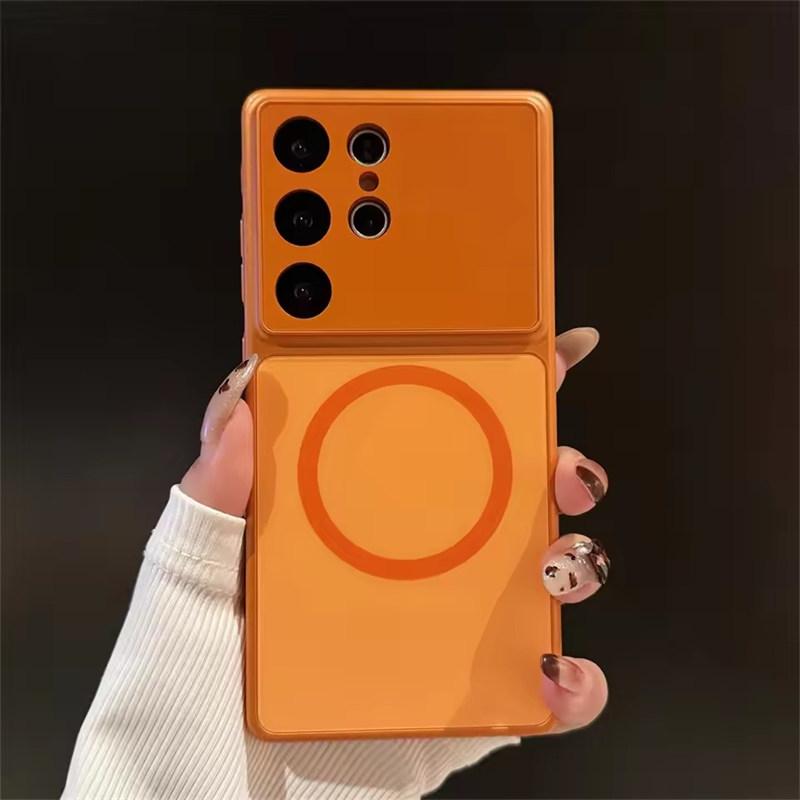 

For Magsafe Magnetic Phone Case for Samsung Galaxy S26 Plus S25 S24 S23 Ultra Large Window Frosted Shockproof Protective Cover Samsung S23 Ultra