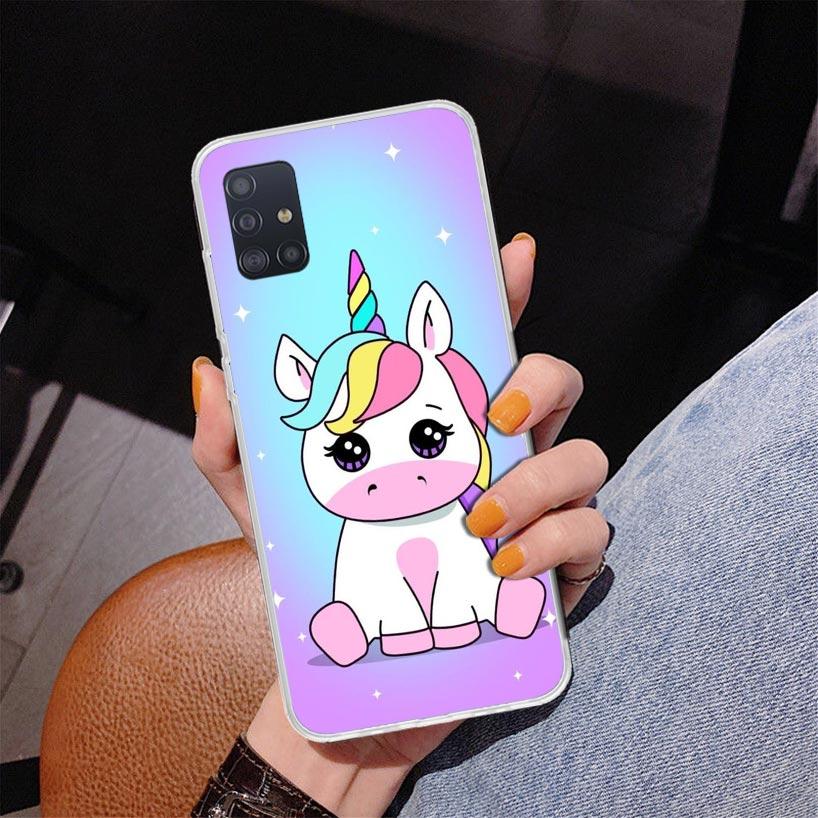 Pink Unicorn Rainbow Phone Case For Samsung Galaxy A52 A32 A22 A12 A51 A31 A50S A30S A20S A10S Note 20 Ultra 10 Plus S10 A72 A71