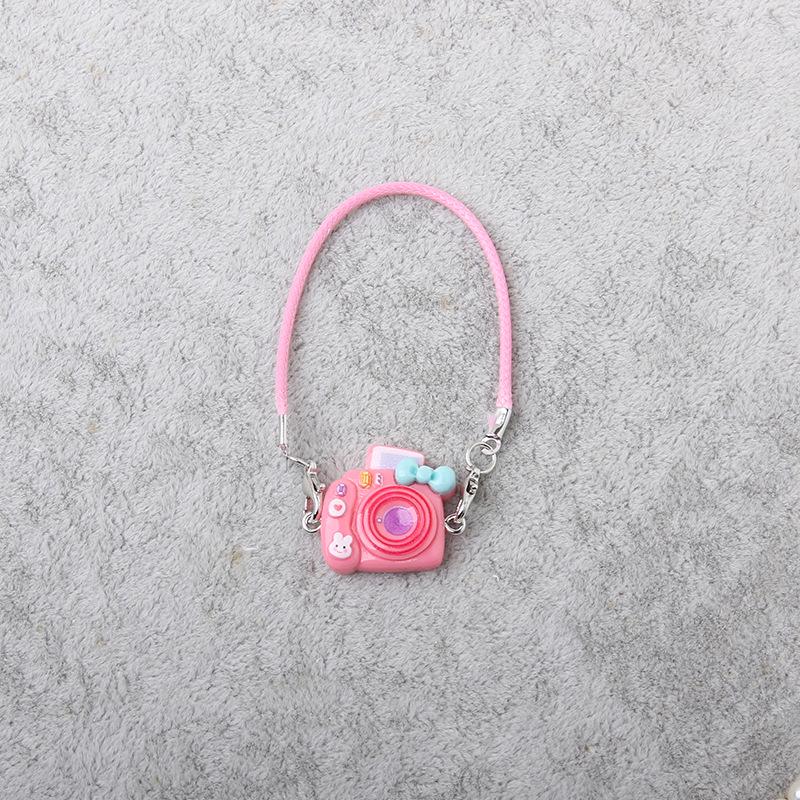 Dollhouse Mini Cartoon Model with Camera, Bow Tie, and Lanyard Pendant