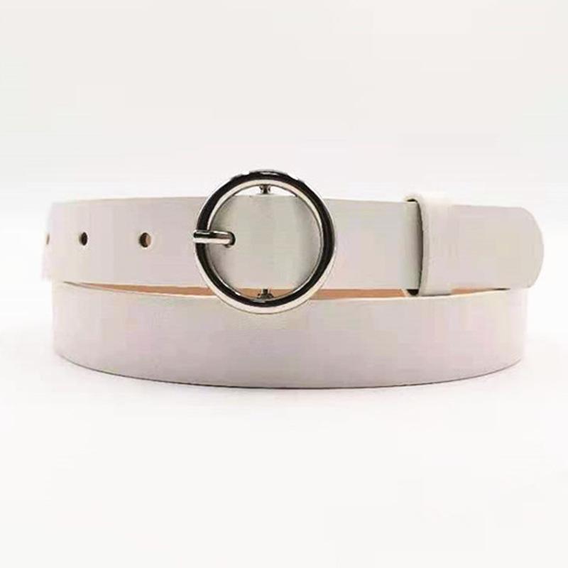 All-match Round Buckle Women's PU Belt Simple and Fashionable Jeans Belt New Student Belt