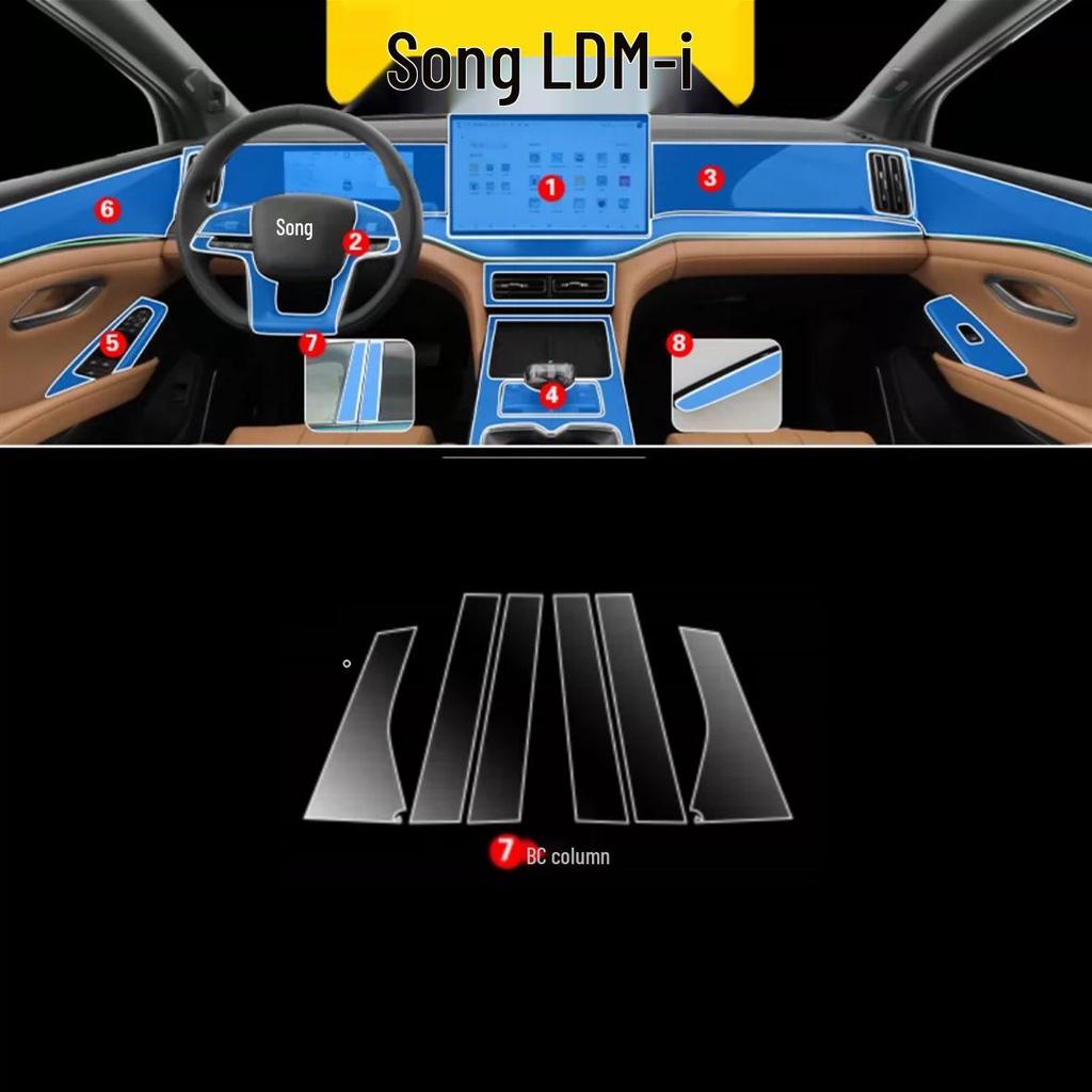 BYD Song L-DMI-EV Interior: TPU Film for Navigation & Gear Shift