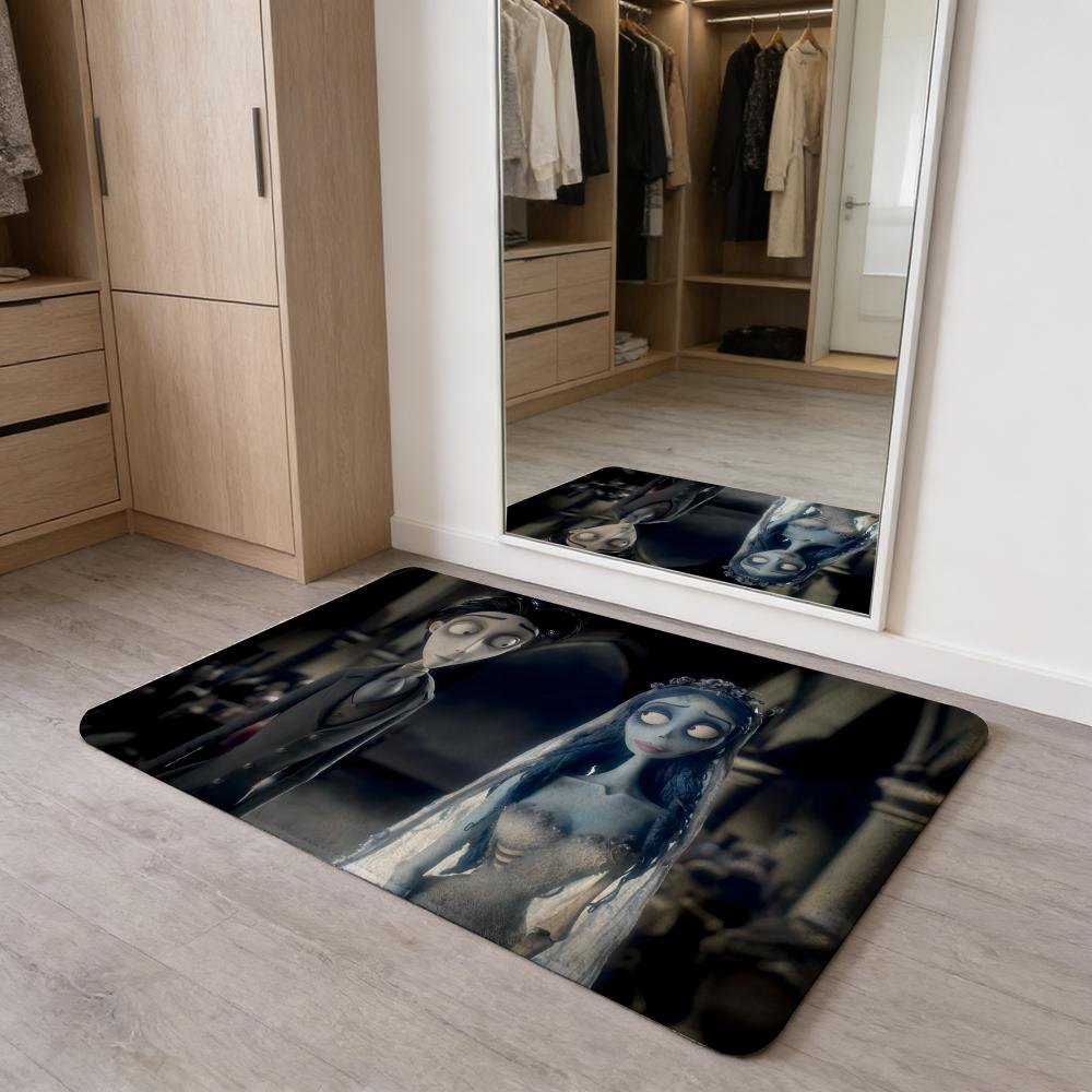 

C-Corpse Bride Cartoon Floor Mat Flannel Door Mat Non-Slip Absorbent Washable Indoor Home Rug 40x60cm