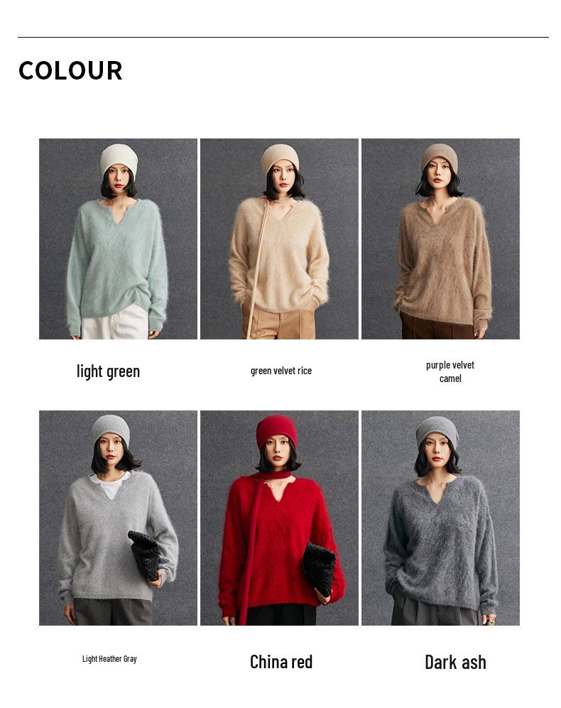 Women's Thickened Cashmere V-Neck Sweater - Autumn/Winter Knitwear