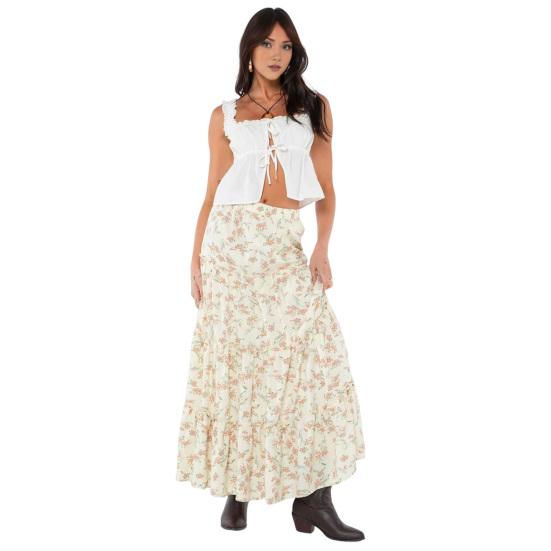 

Женская летняя юбка с эластичной резинкой и высокой талией, юбка-трапеция с оборками и цветочным узором S