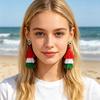 1 Pair Drop Earrings Sports-Themed Baseball Football Basketball Style Lightweight Soft Layered Tassels Red White Green Earrings Cheer Accessories