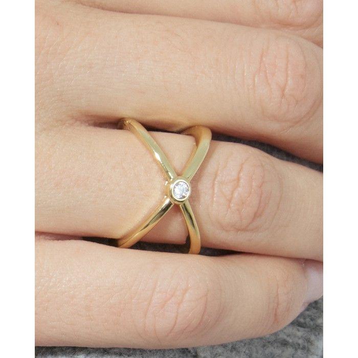 Ring - LUXENTER - Rai - 18 Carat Yellow Gold - Brilliant Zirconia - 14.5 Mm Thick