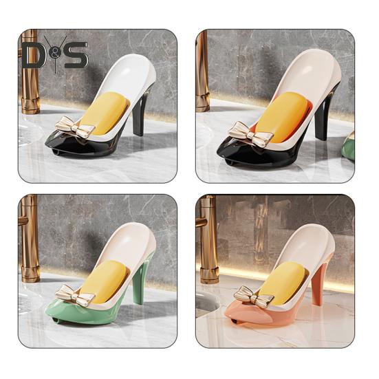 Shower Soap Holder with Suction Cup Drain Tray High Stability Creative High Heel Shaped Storage Plate Soap Dish