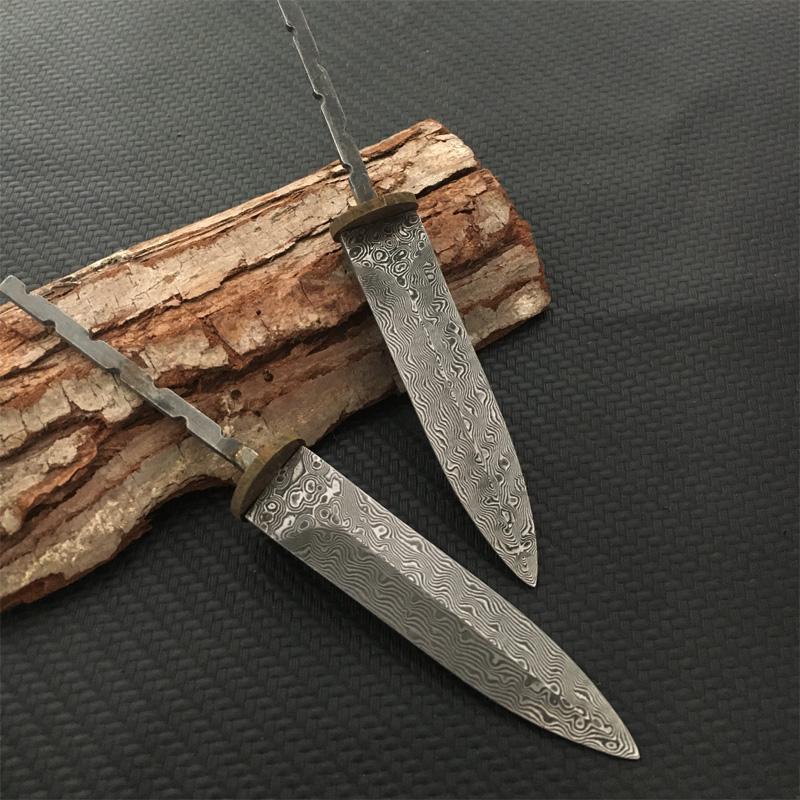 DIY Semi-finished Damascus Steel Pattern Pu'er Tea  Knife Blank Accessories for Pu'er & Dark Tea Ceremony DIY Knife Cutter Tool