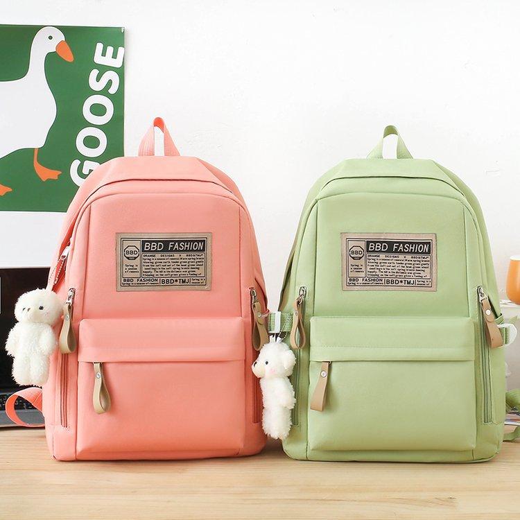 Schoolbag Large Capacity Korean Edition Student School Bag Four-piece Set Fashion Elements Versatile Campus Backpack Handbag Pencil Bag Crossbody