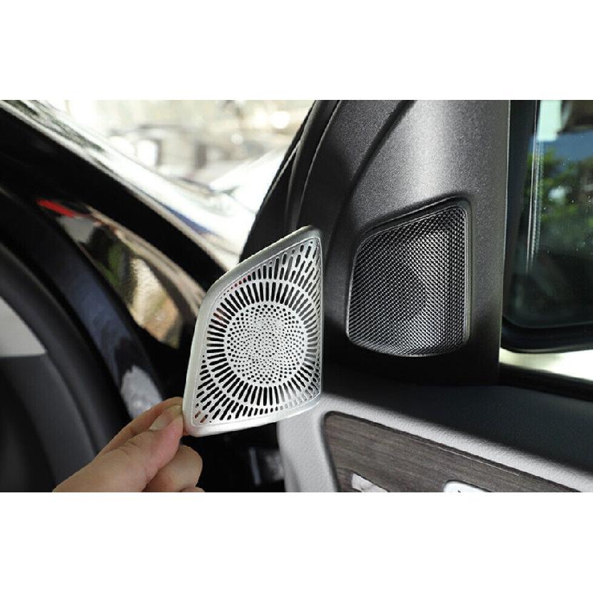For Benz GLE GLS 2020-2024 Silver Alloy A Pillar Speaker Sound Cover Trim 2x