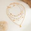 Ocean Wind Oil Drip Starfish Scallop Shell Necklace Women'S Fashion Imitation Pearl Conch Beaded Necklace