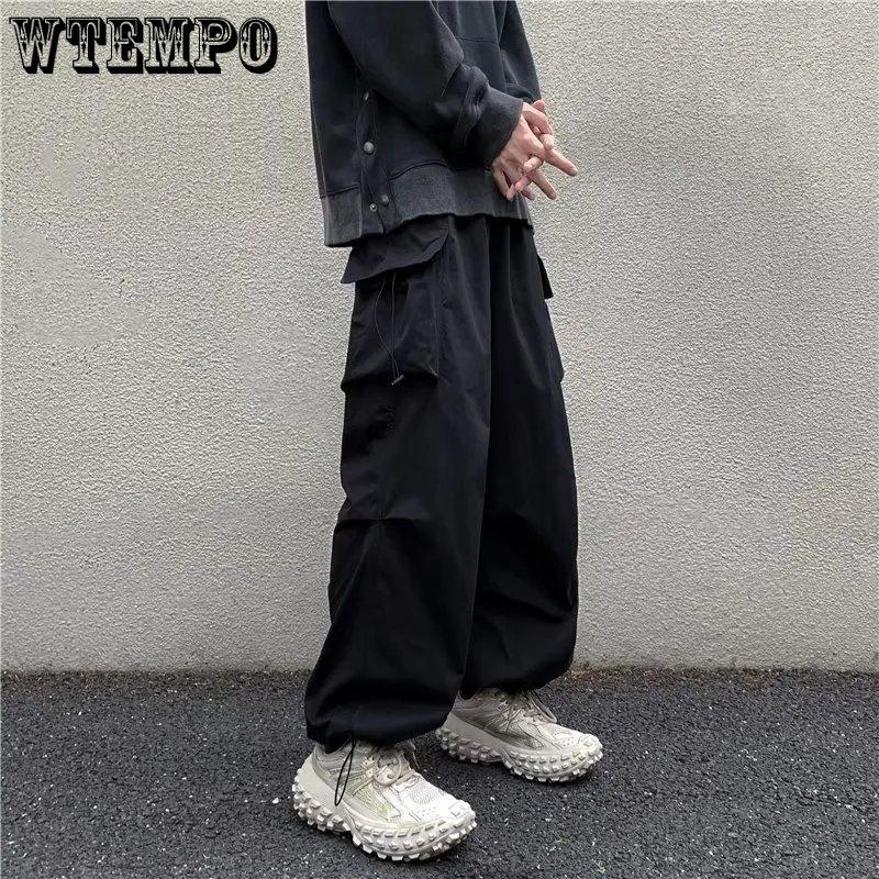WTEMPO Large Size Cargo Pants Women's High Street Design Hip Hop Loose Leggings Casual Long Couple Wide Leg Pants Streetwear