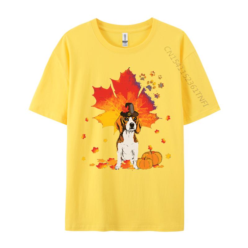 Beagle Autumn Leaf Fall Leaves Dog Lover Tshirt Vintage Tshirts Cotton TShirts Top Quality Funny Tshirt