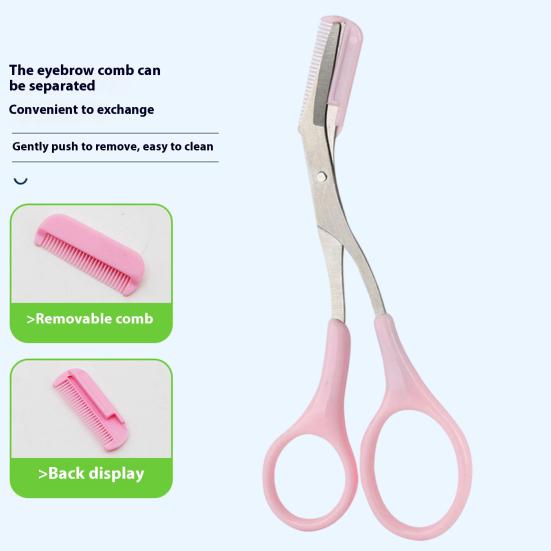 Yousheng Eyebrow Trimming Scissors with Comb Stainless Steel Non-Slip Precision Eyebrow Trimmer Men Women Brow Hair Removal Grooming Tool
