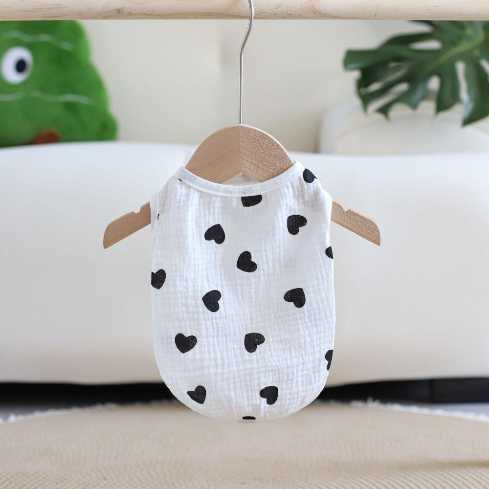 Cute Heart Pattern Dog Vest Soft Cotton Breathable Pet T-shirt Thin Cozy Pet Short Shirt Spring Summer Season