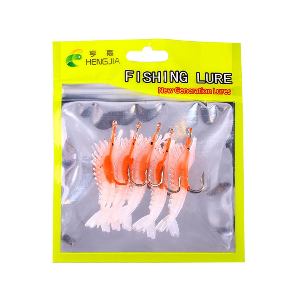 Luminous Shrimp Fake Baits Soft Simulation Prawn Lure Fishy Smell Artificial Trout Bait Single Hook Sea Fishing Tackle