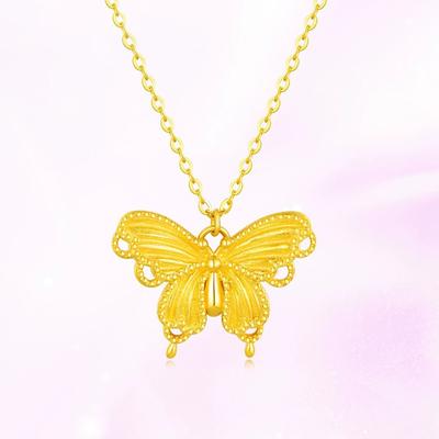Sterling Silver S925 New Guo Feng Mori Style Light Luxury Silk Butterfly Necklace for Women Trendy Sweet Design Sense