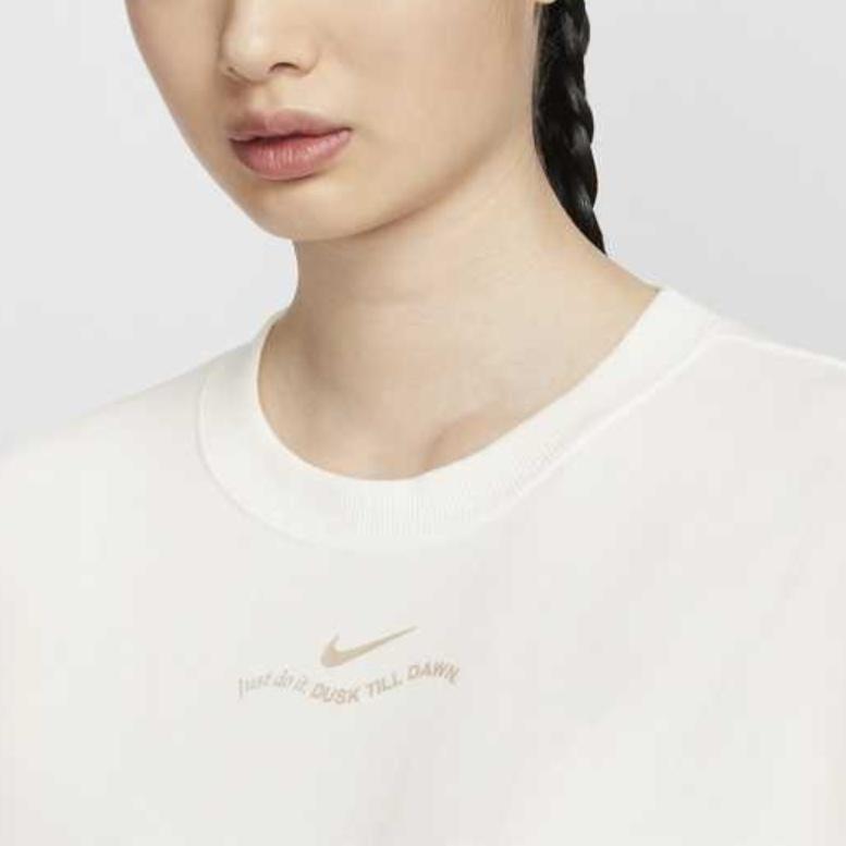 (WMNS) Koszulka Nike Sportswear z polaru French Terry (Rozmiar azjatycki) 'Sail' Damskie HF6176-133