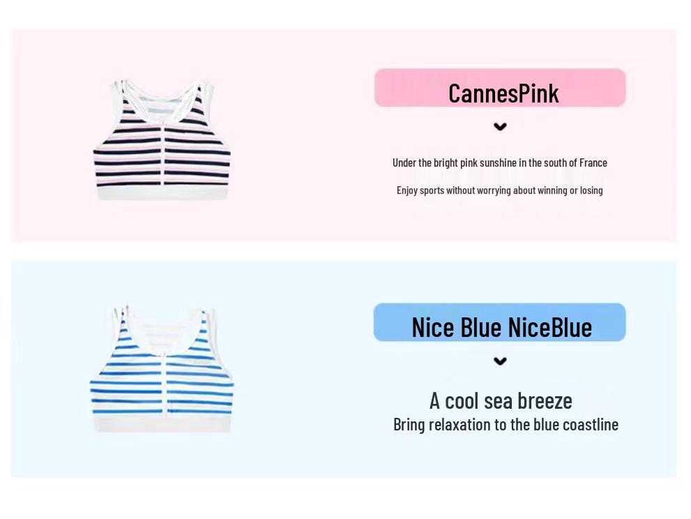 Stylish Navy Striped Women's Shockproof Yoga Vest – Breathable, Tight-Fit with Beautiful Back Design