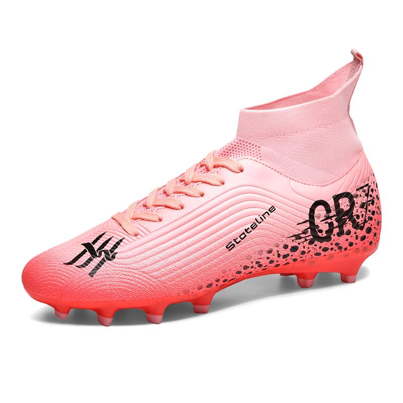 Mens Soccer Shoes High Top Athletic Professional Outdoor Field Training Football Shoes Grass Futsal Court Football Boot for Men