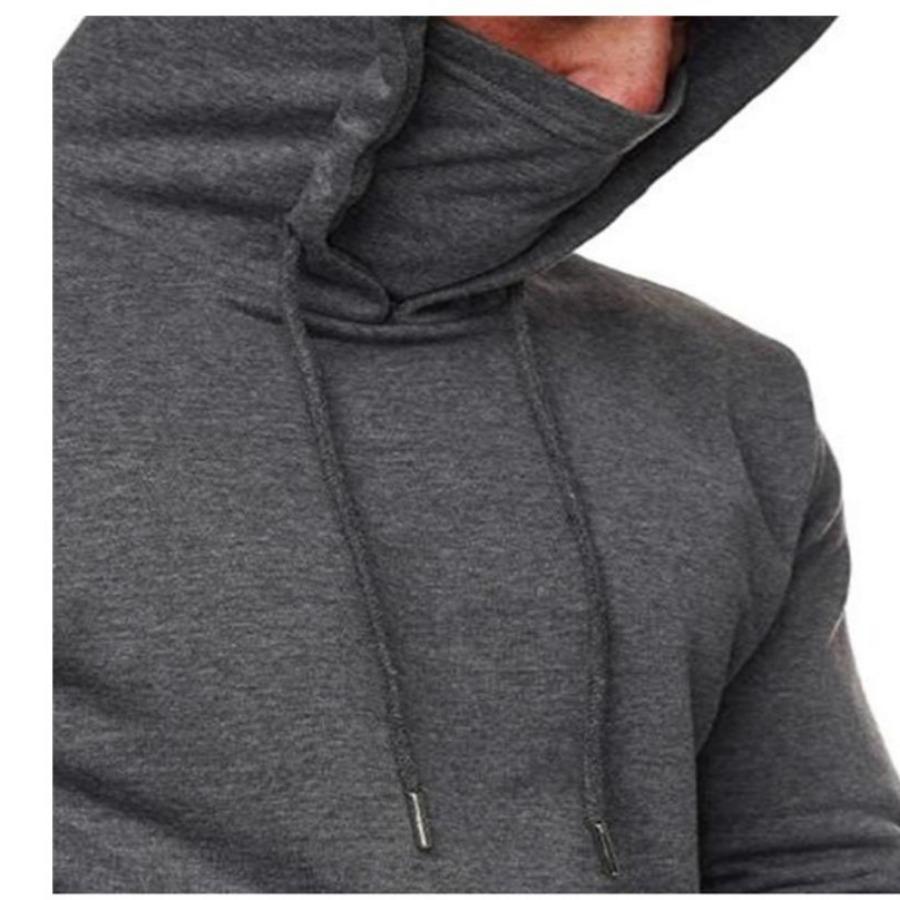 Sportswear Men's Hooded Long Sleeve Fleece Hoodie Fashion Autumn Winter Pullovers Clothing Men's Face Mask Hoodies
