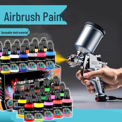 Set di Vernici Acriliche a Base d'Acqua per Aerografo Multifunzionale da 30ML - 28/12 Colori per Progetti DIY su Modelli e Tela