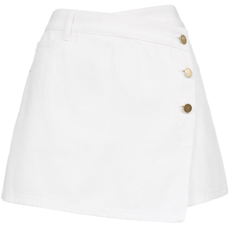 VEROMODA Women s A-Line Denim Skort with Slanted Button Detail M