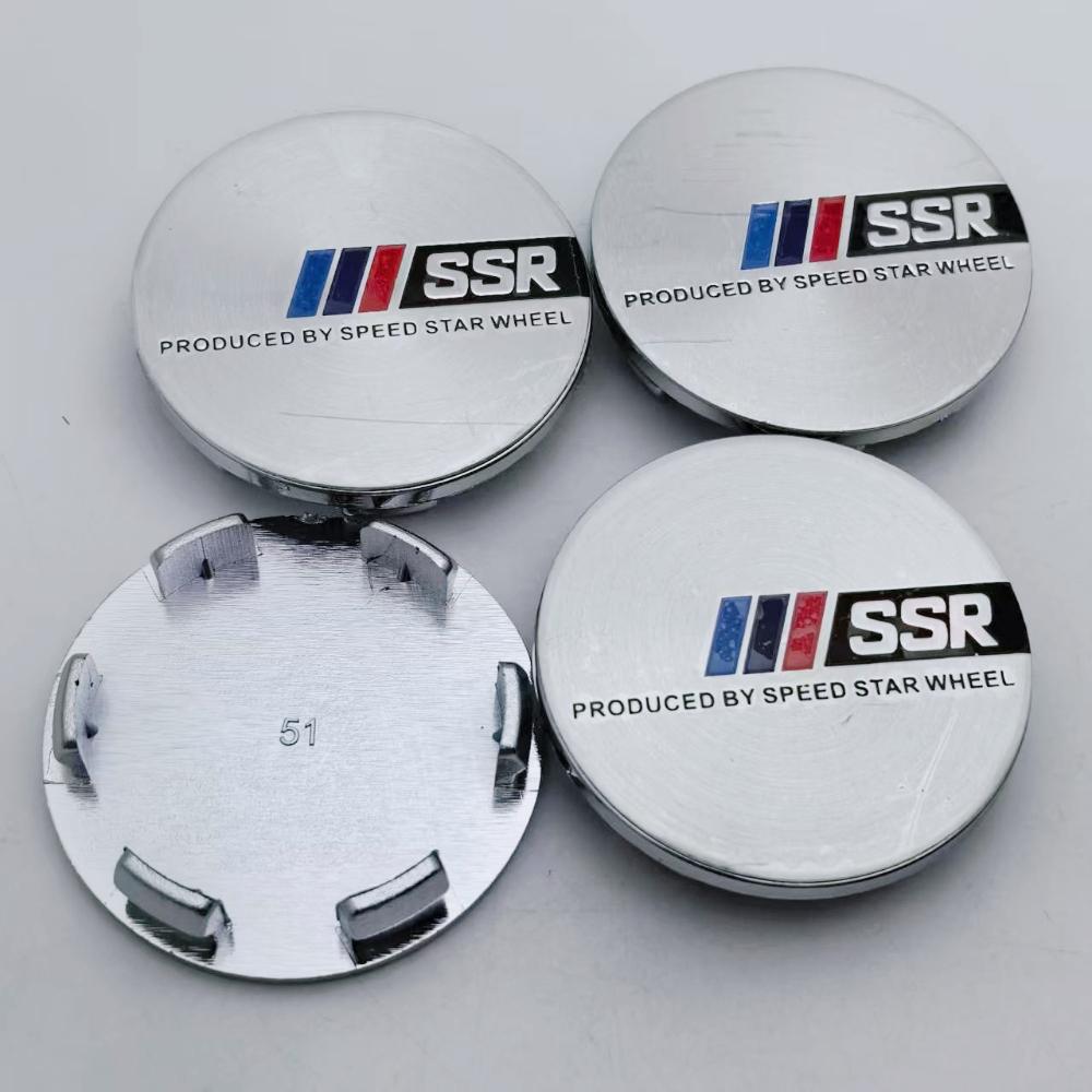 4pcs 51mm 46mm SSR Logo Emblem Badge Car Wheel Center Caps Wheel Hubcaps Rim Hub Center Dust Cover Replace Car Accessories