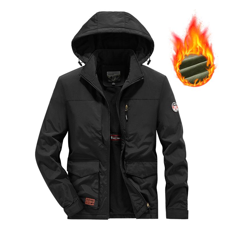 Veste courte chaude à capuche pour homme hiver zippée à poches vêtements de travail de sport et de loisirs en plein air veste en coton coupe-vent
