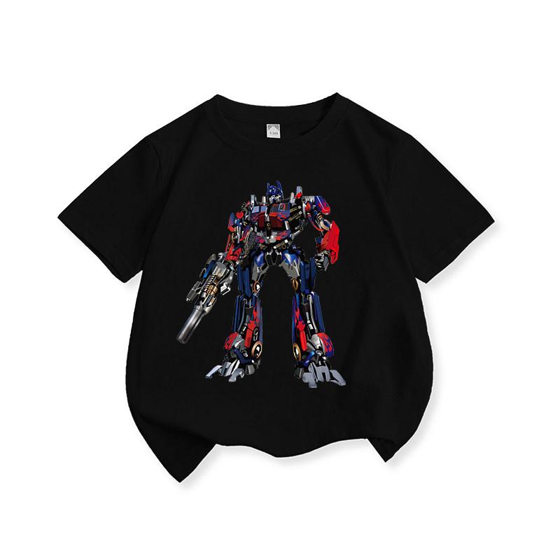 Summer Children's T-Shirt New Transformers Optimus Prime Print Parent-Child Casual Fashion