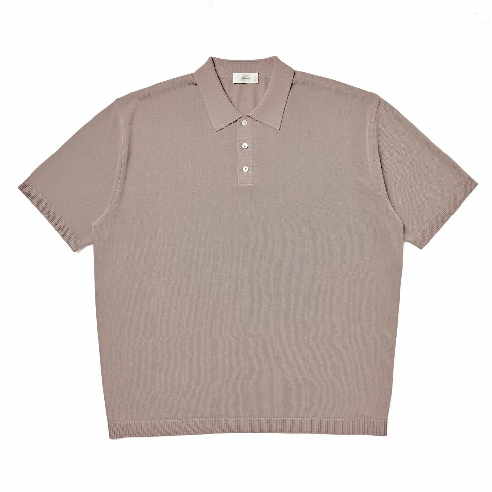 Berno [Casual]Linen Like Button Polo Knit Gray L