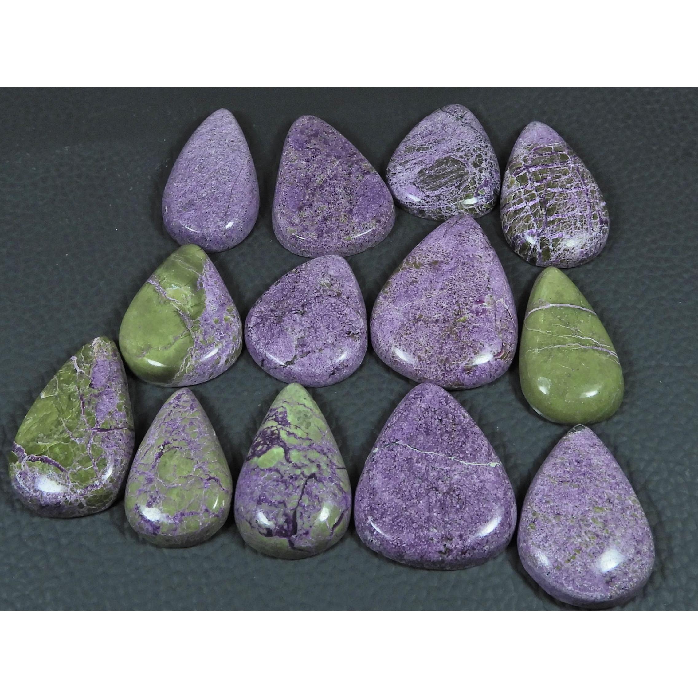 13Pcs Natural Stichtite Pear Shape Cabochon Loose Gemstone 245 Cts. Lot C-2989