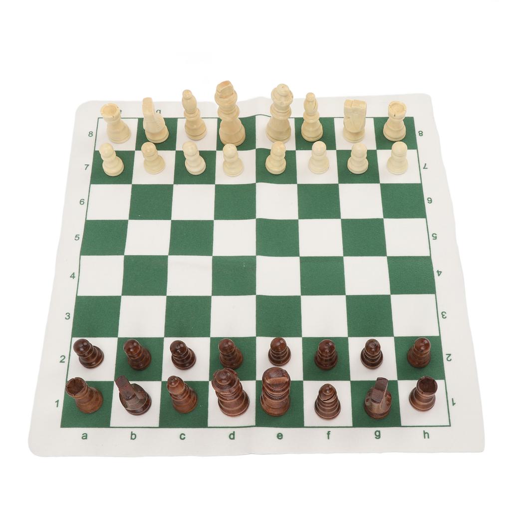 Chess Board Game Set   PU Lther Chess Board Wooden Chess Pieces Portable Chess Set with Storage Bag