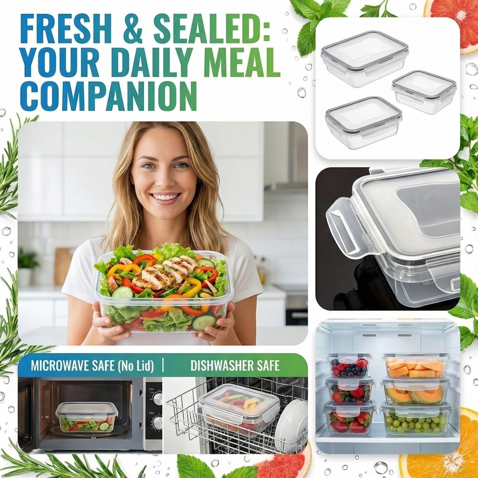 

PP Food Storage Box, Refrigerator Fresh Container, Portable Lunch Box, Sealed Fruit Organizer for Kitchen one size