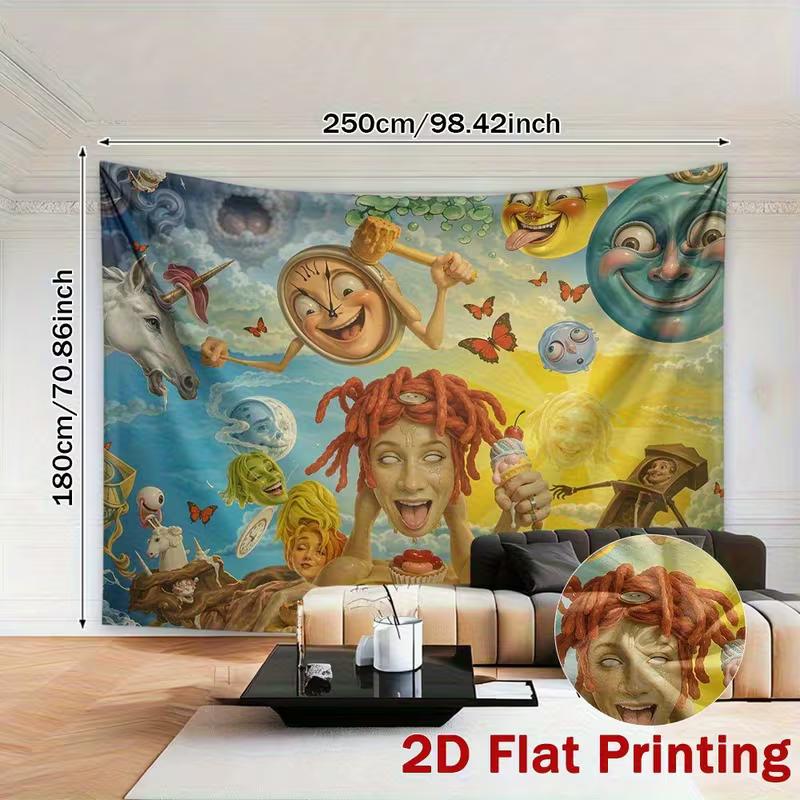 2D Whimsical Surrealist Dreamscape Backdrop Cloth for Party & Photoshoot