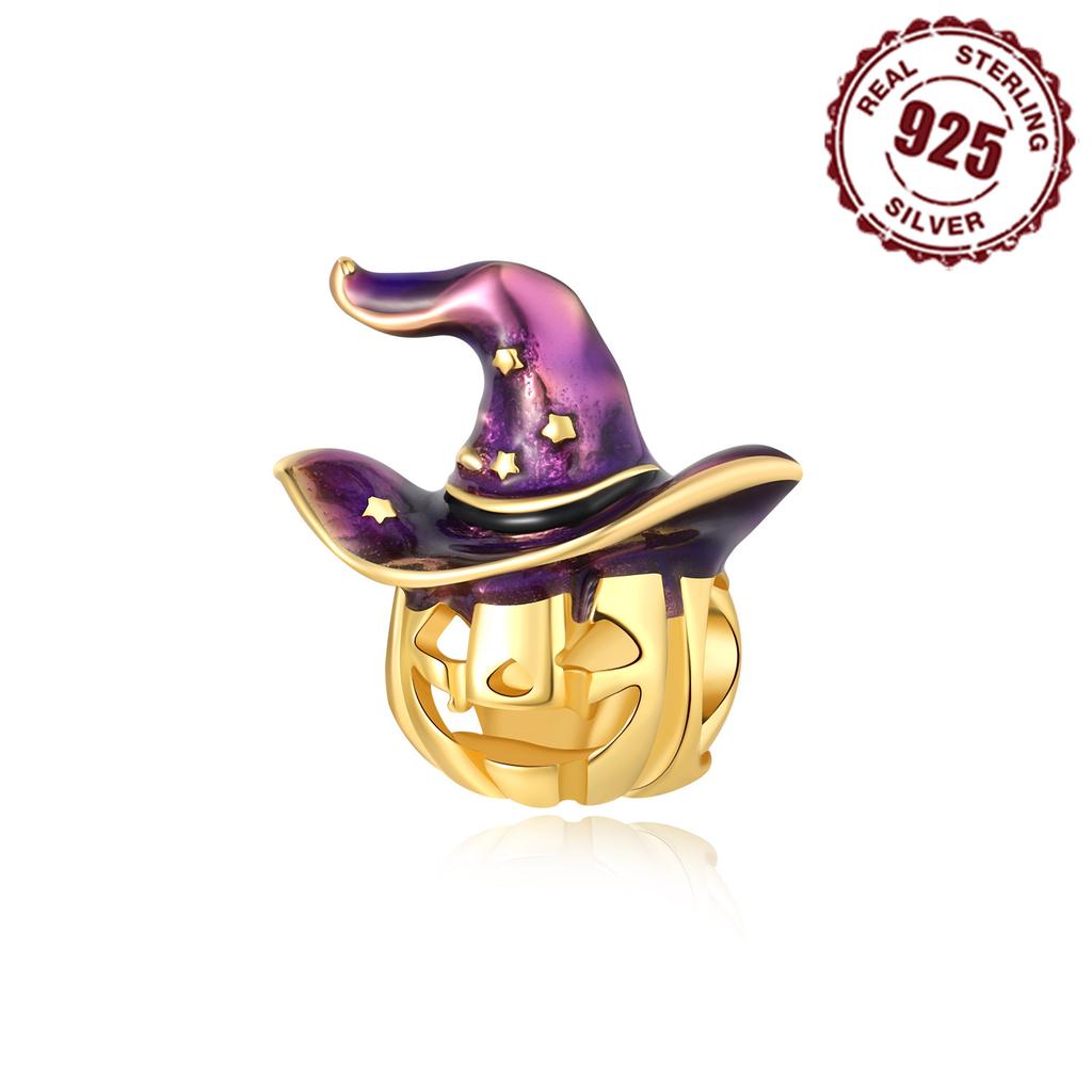 Real Copper Magic Hat Pumpkin Lantern Pendant Beads Fit Original Bracelet For Women Jewelry Gifts Accessory
